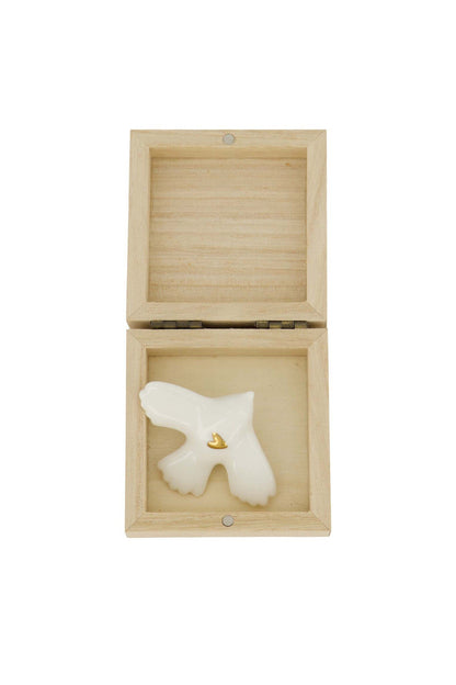 Zusss | Holzkiste mit weiß/goldenem Vogel 
