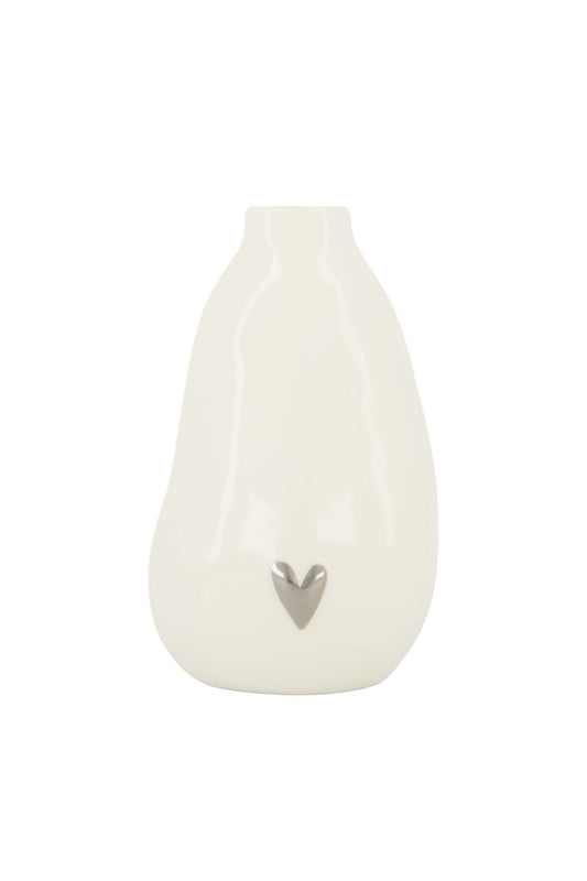 Zusss | Vaas keramiek hartje wit/zilver