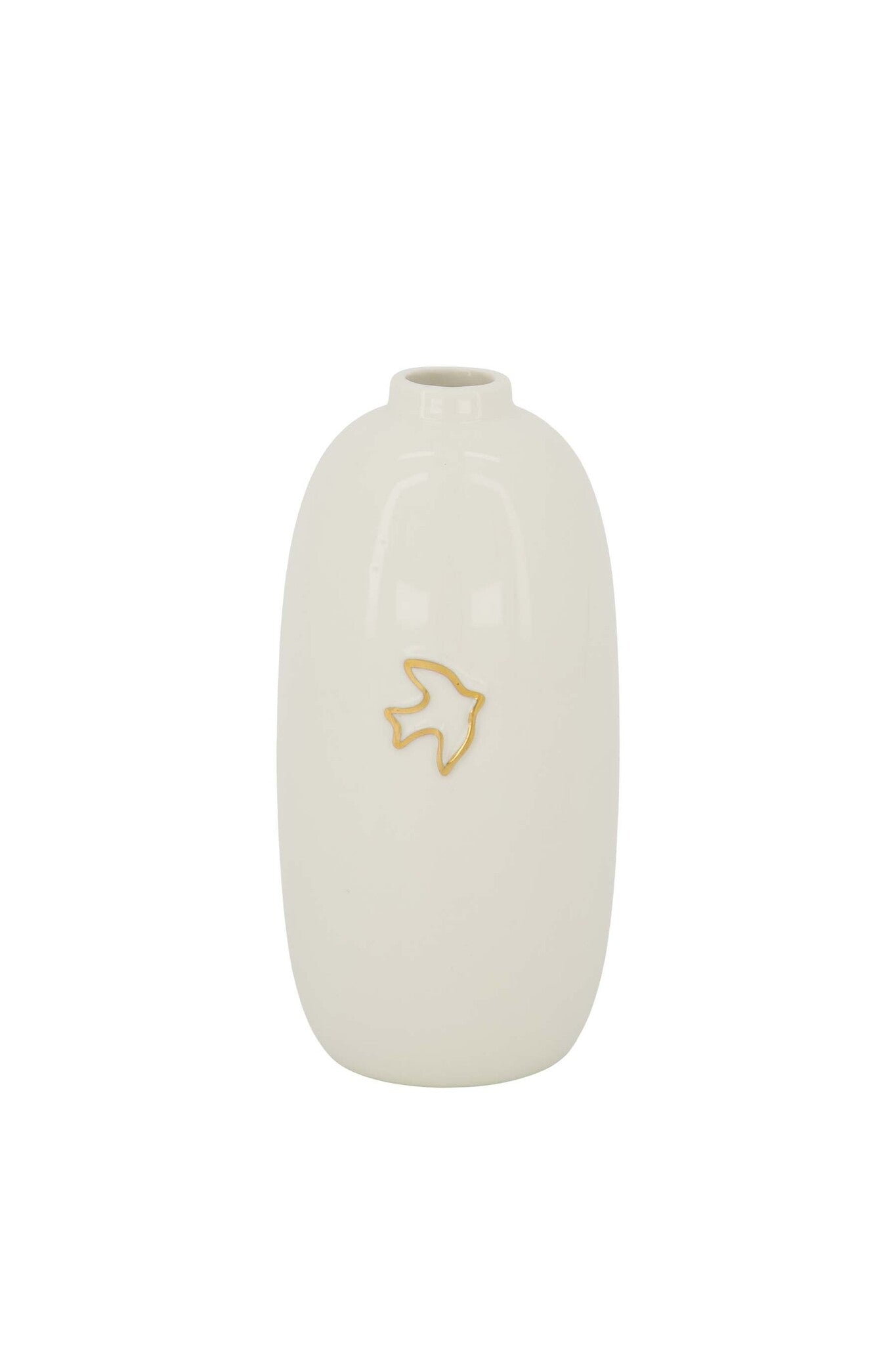Zusss | Keramikvase in Vogelform, weiß/gold