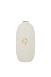 Zusss | Keramikvase in Vogelform, weiß/gold