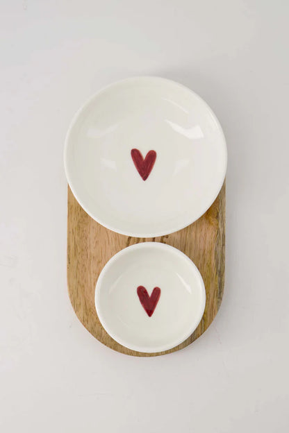 Zusss | Herzförmige Dipschale weiß/rot