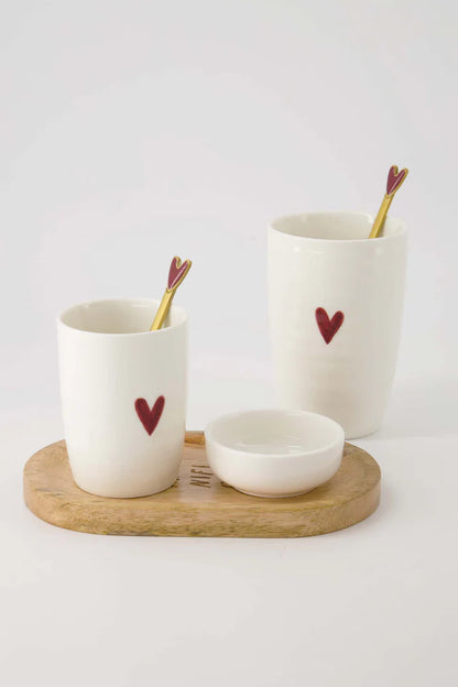 Zusss | Herzförmige Dipschale weiß/rot
