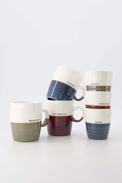 Zusss | Kaffeetasse, glitzernd weiß/dunkelgrün