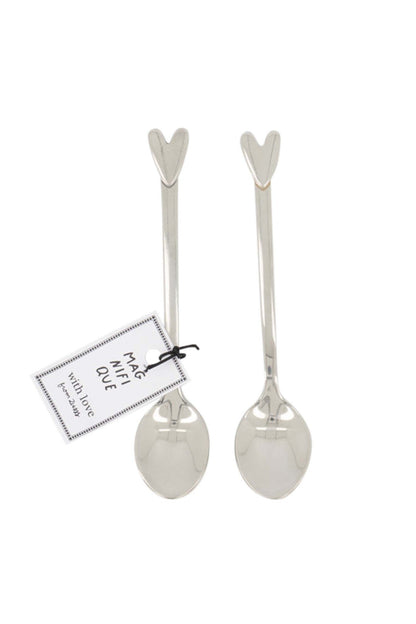 Zusss | Set aus 2 silbernen Herzlöffeln