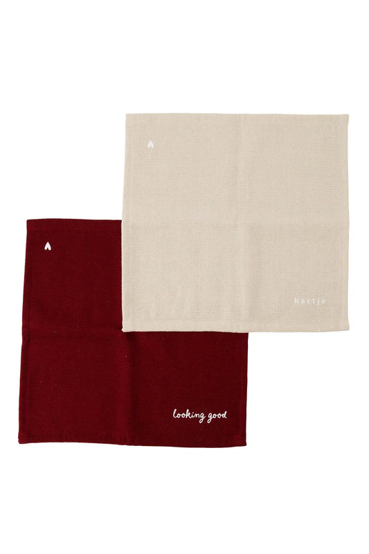 Zusss | Vaatdoekjes hartje zand/port set van 2