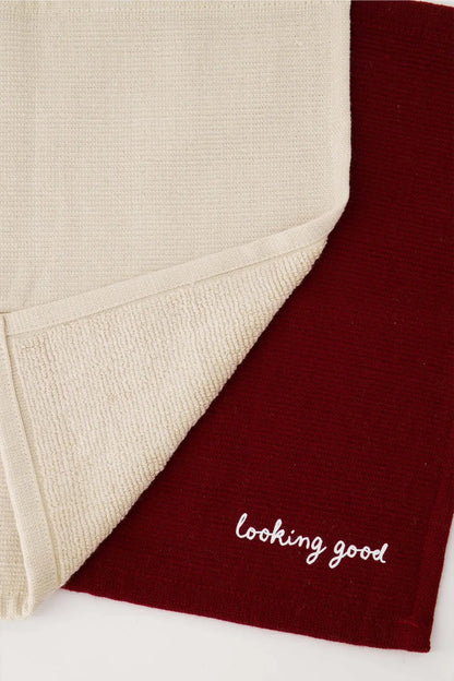 Zusss | Vaatdoekjes hartje zand/port set van 2