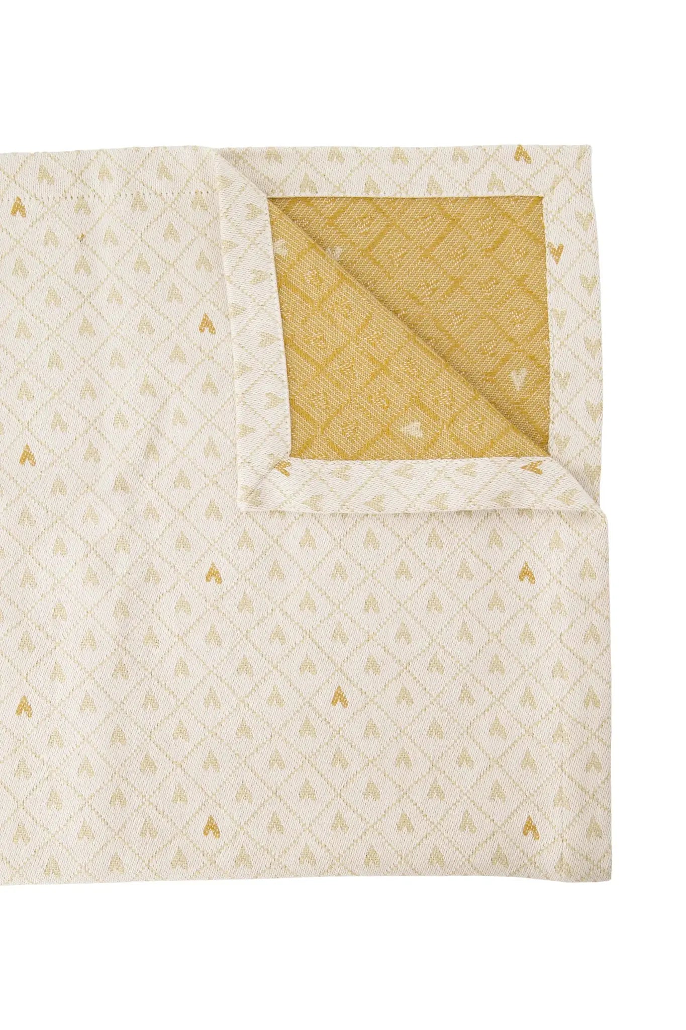 Zusss | Langer Tischläufer mit Herzen in Sand/Gold, 300 x 49 cm