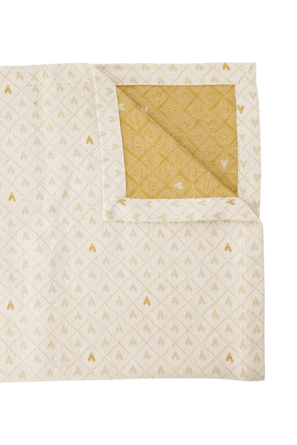 Zusss | Langer Tischläufer mit Herzen in Sand/Gold, 300 x 49 cm