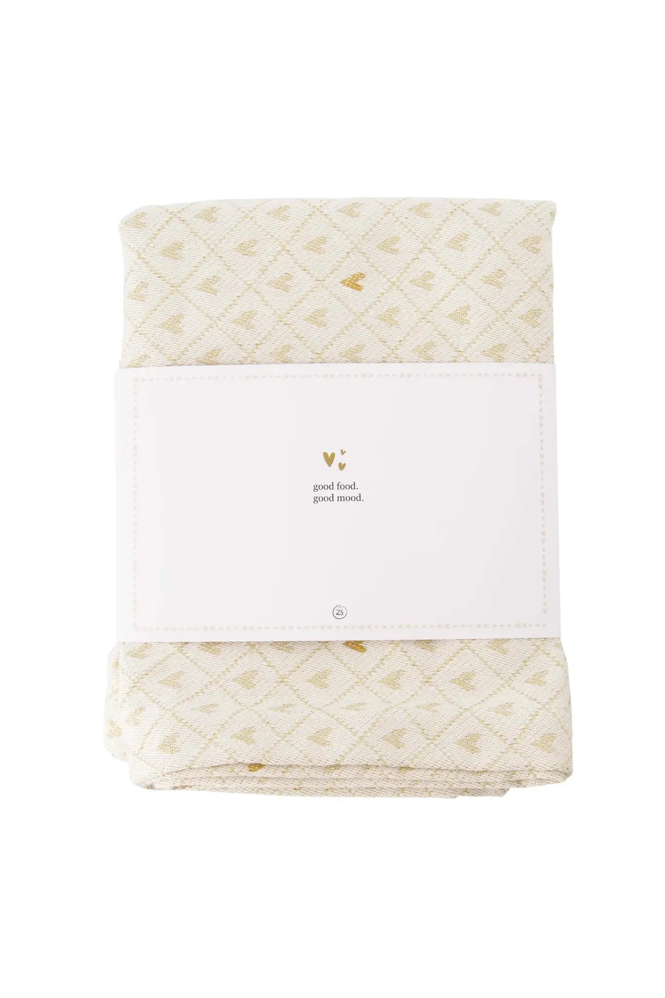 Zusss | Tafelloper lang hartjes zand/goud 300x49cm