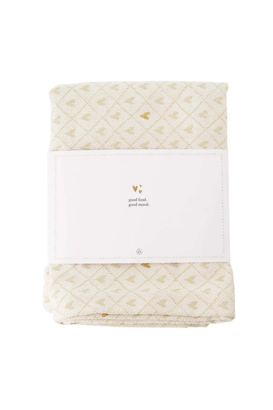 Zusss | Langer Tischläufer mit Herzen in Sand/Gold, 300 x 49 cm