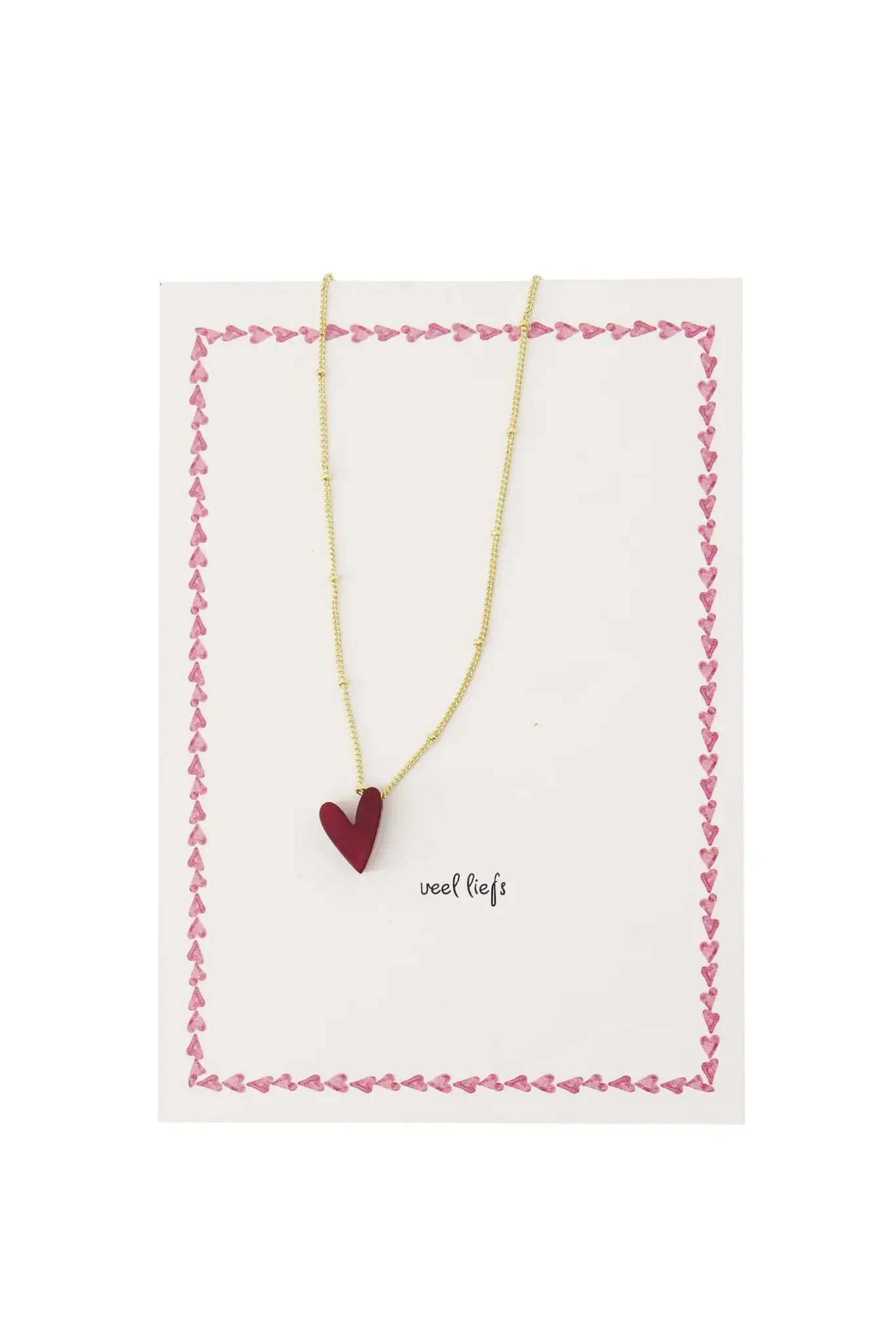 Zusss | Ansichtkaart met ketting hartje rood
