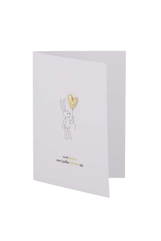 Zusss | Grußkarte, herzförmig, kleine Brosche, weiß, UK