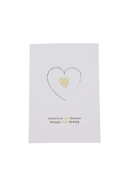 Zusss | Wenskaart hartje in je hart goud broche wit