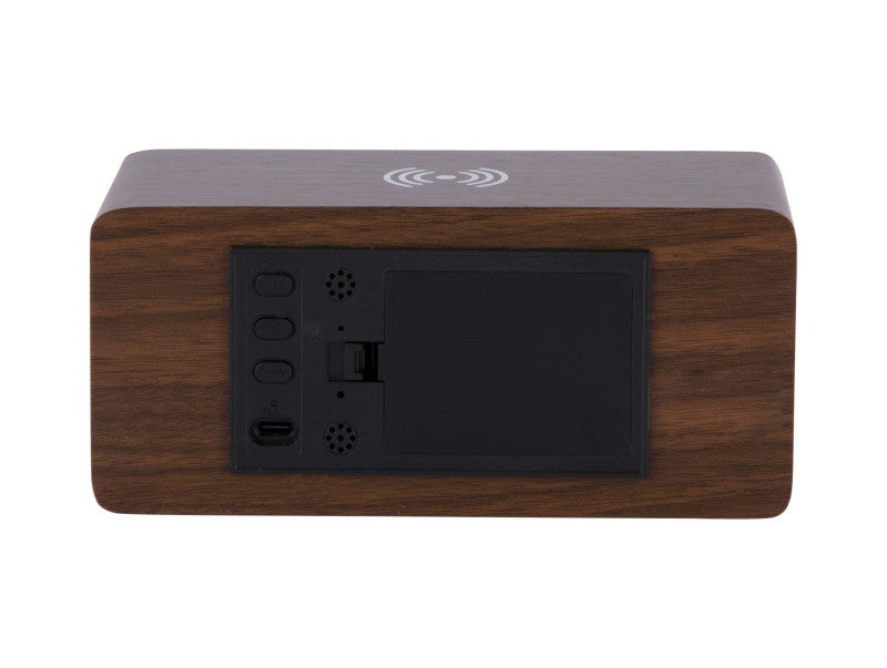 Karlsson Wekker Retro met licht-LED Donker hout