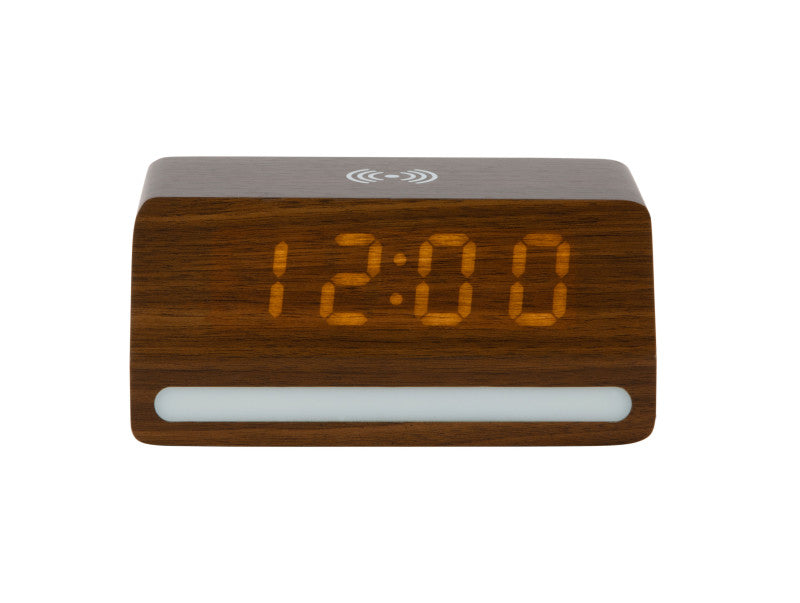 Karlsson Wekker Retro met licht-LED Donker hout