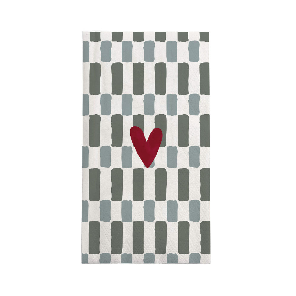 Zusss | Rechteckige Servietten mit Herzmotiv, grau/blau