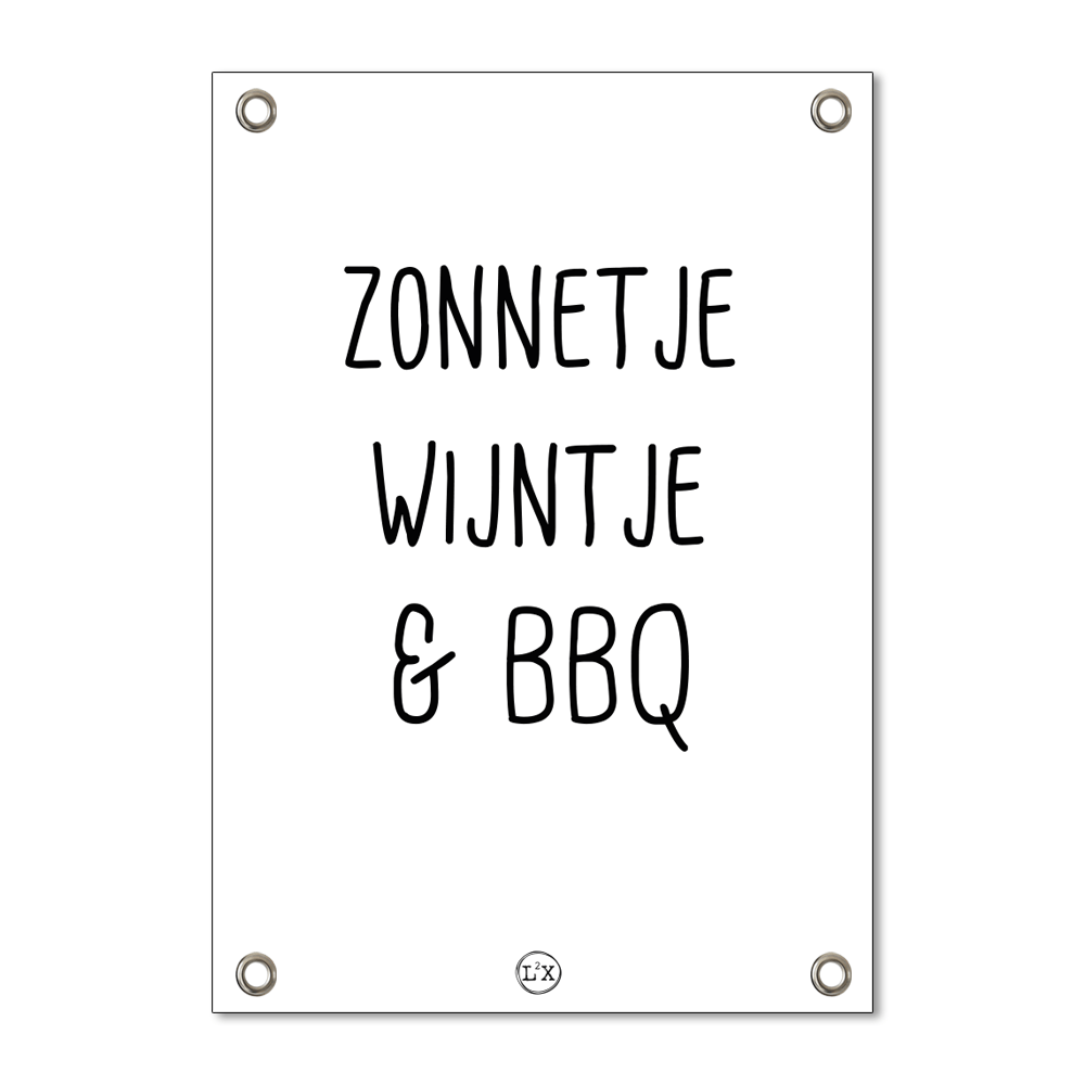 Tuinposter zonnetje wijntje bbq wit