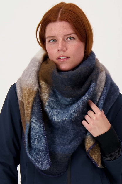 Zusss | Dreieckiger Schal mit Rautenmuster, Marineblau