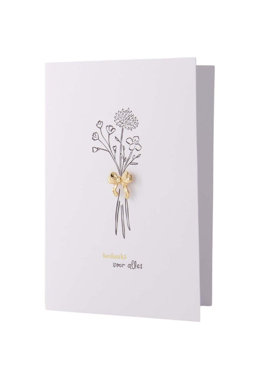 Zusss | Wenskaart broche strikje bedankt goud