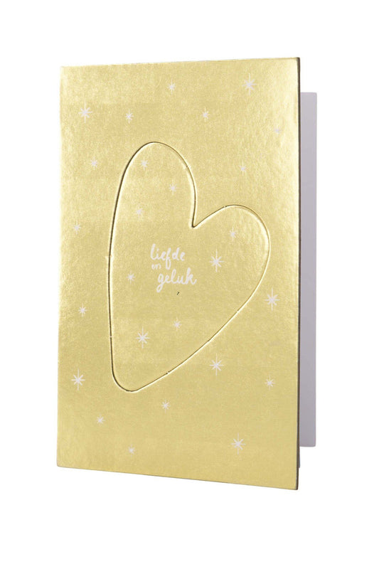 Zusss | Wenskaart kersthanger hartje liefde en geluk goud