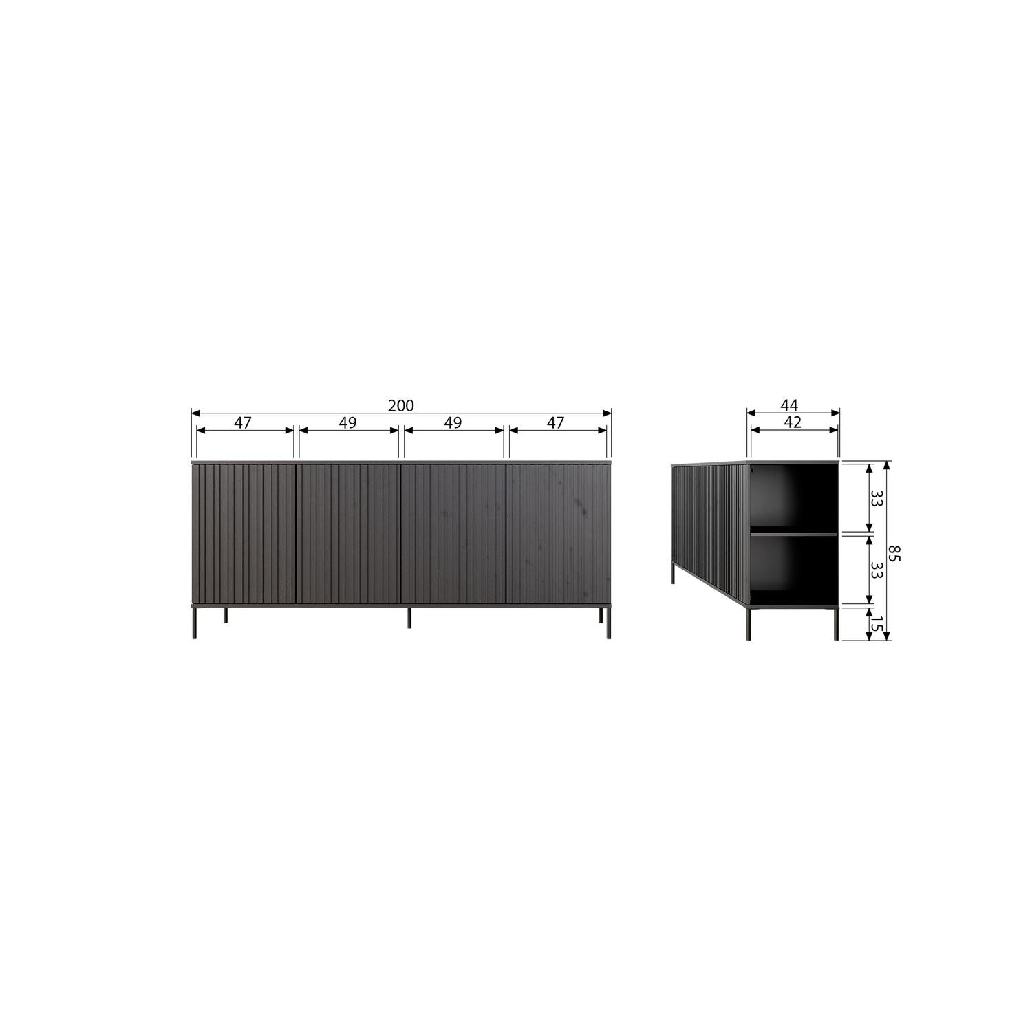 Woood New Gravure Dressoir 200cm essen espresso