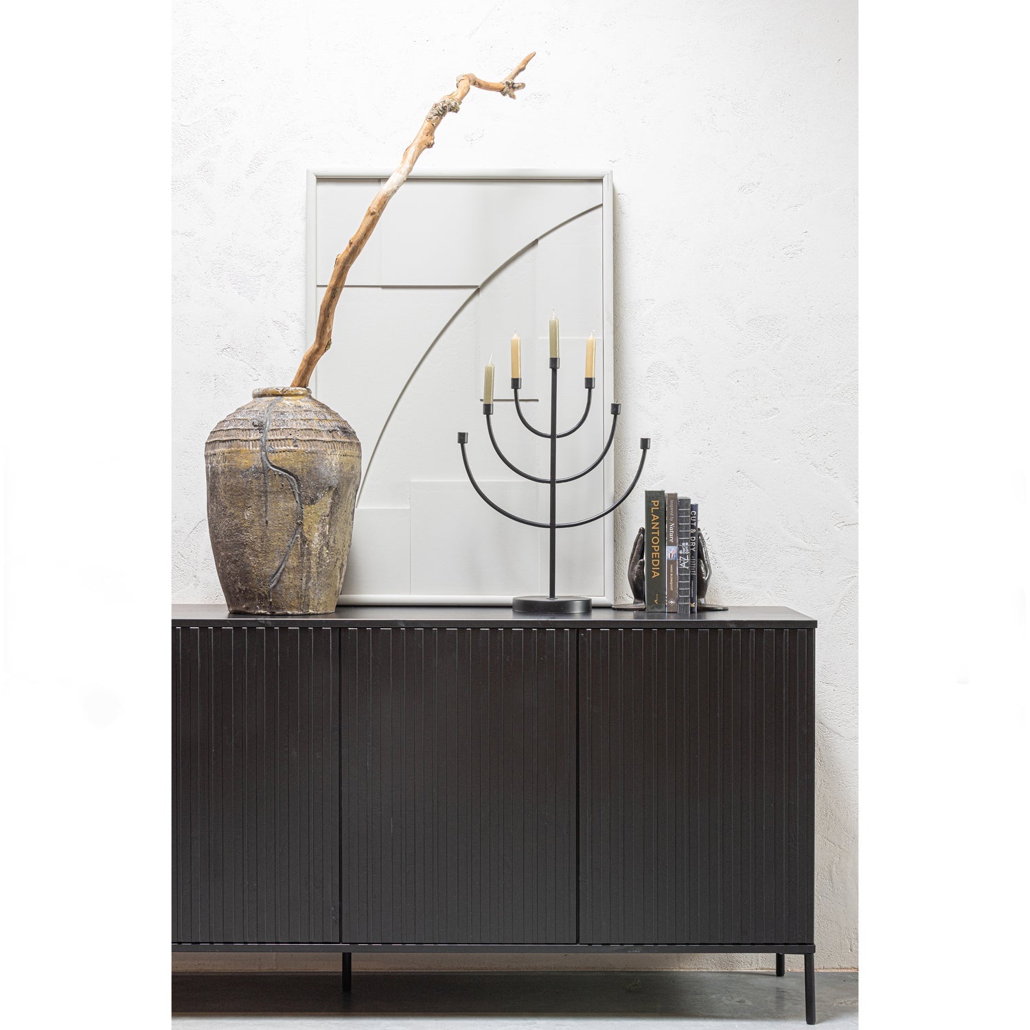 Woood New Gravure Dressoir 200cm grenen zwart