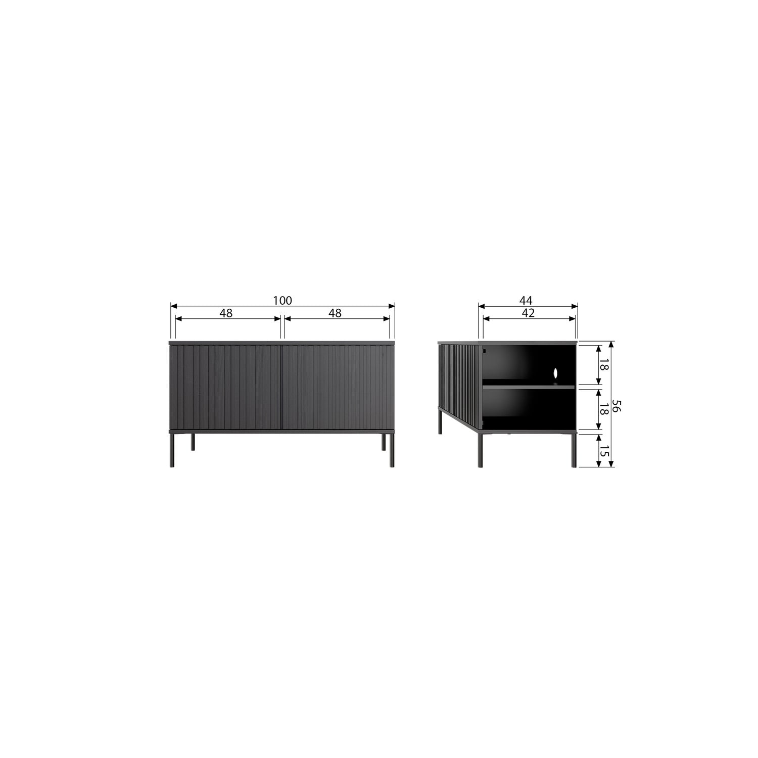 Woood New Gravure TV Meubel 100 cm essen espresso