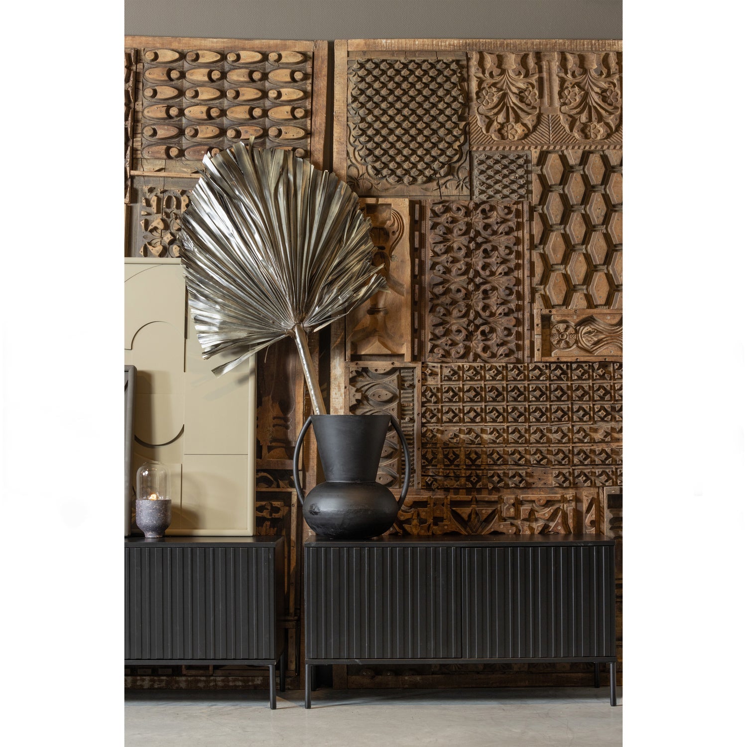 Woood New Gravure TV Meubel 100 cm grenen zwart