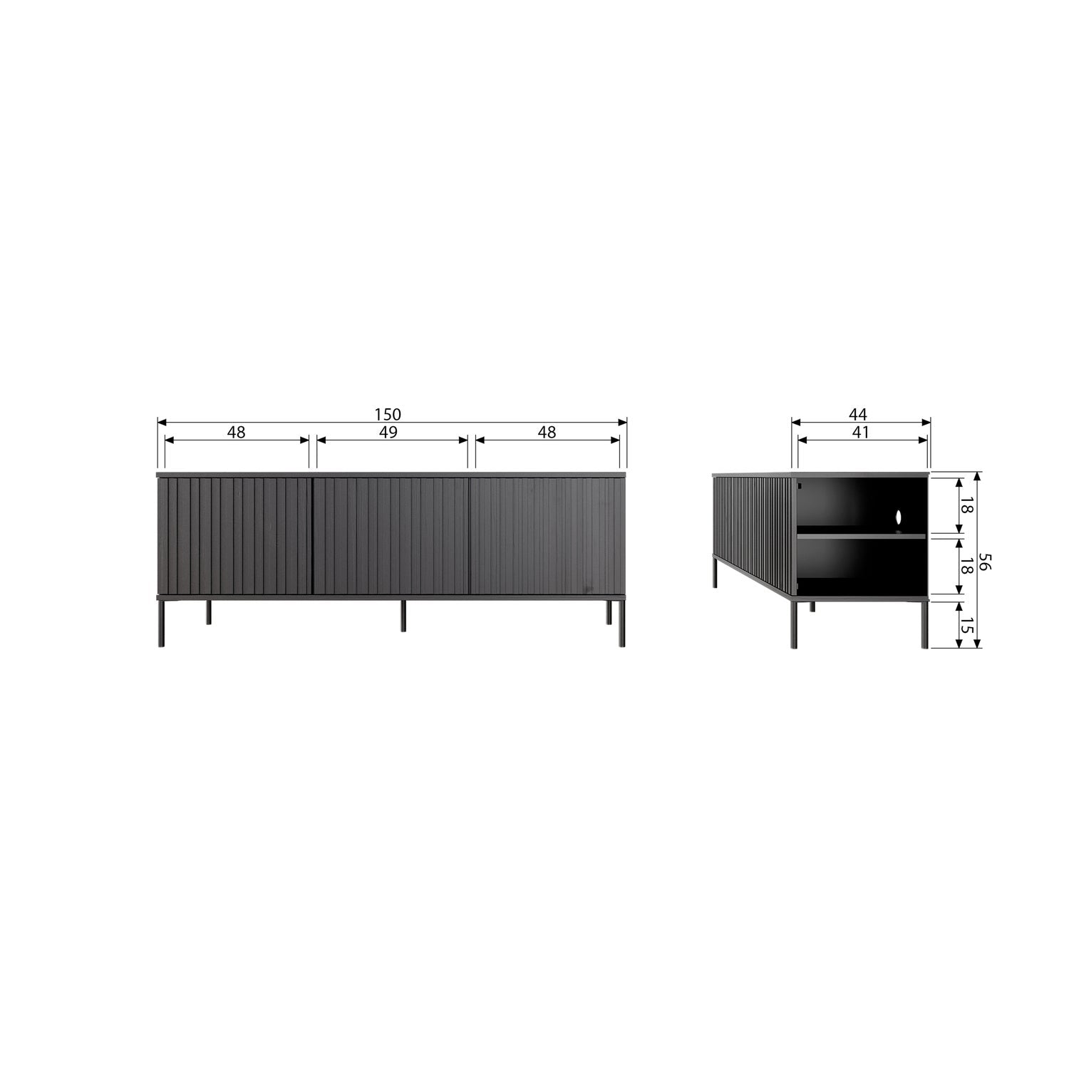 Woood New Gravure TV Meubel 150 cm essen espresso