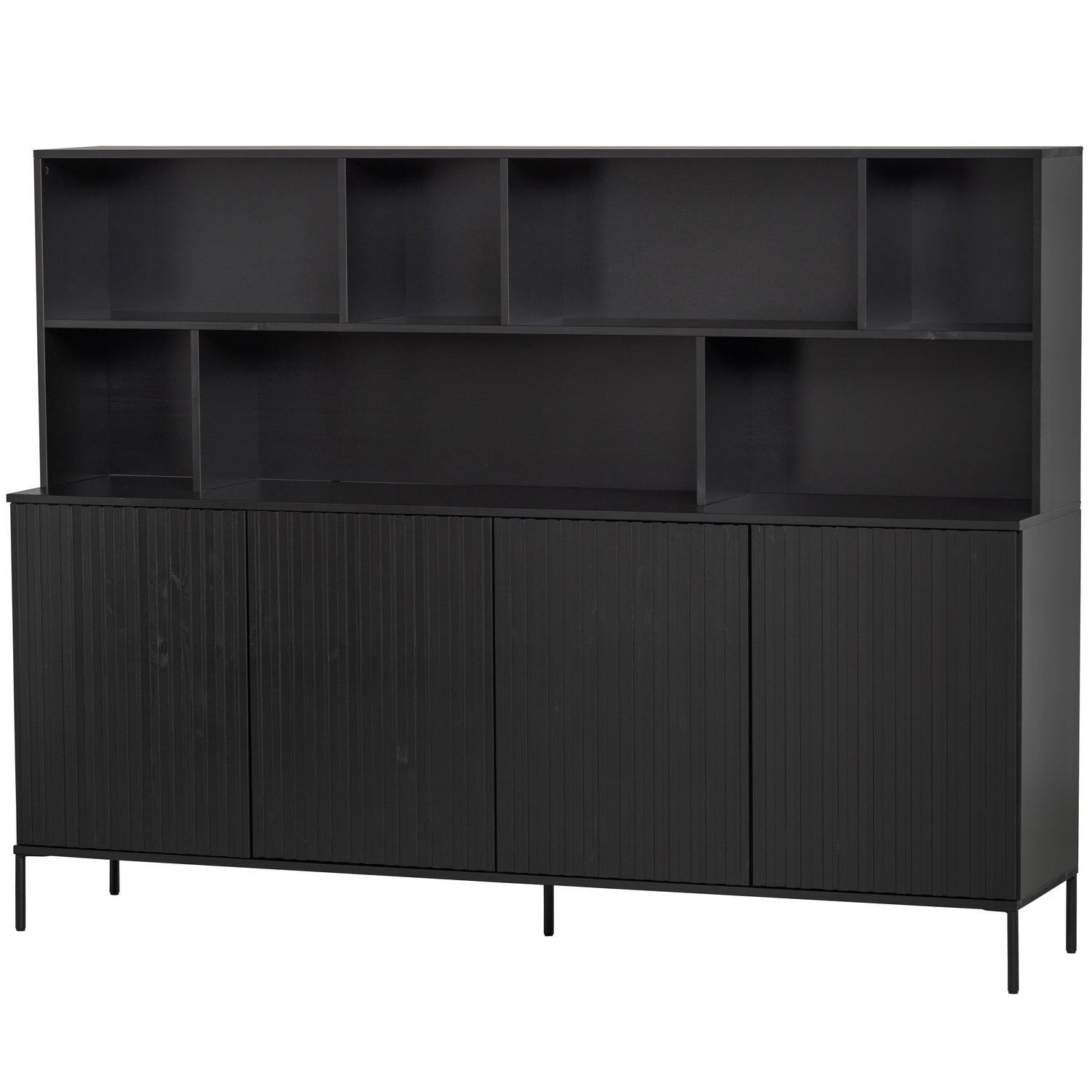 Woood New Gravure Wandkast grenen zwart