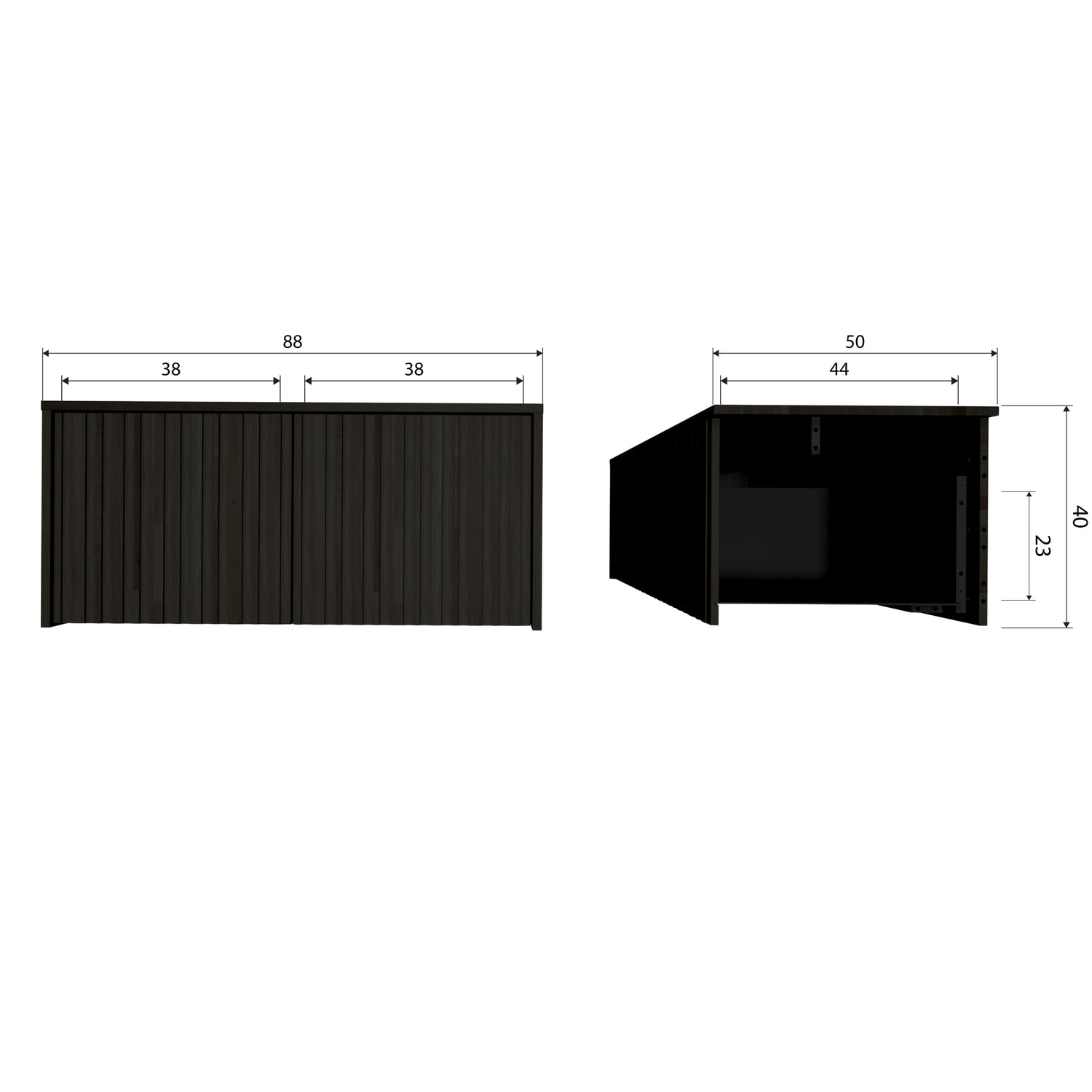 Woood New Gravure Kistbank grenen zwart