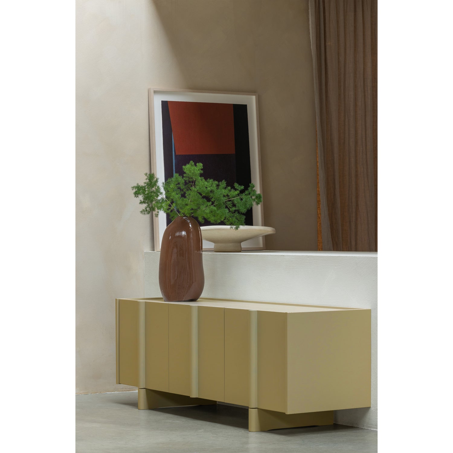 Woood Basu TV Meubel Grenen moss 152cm