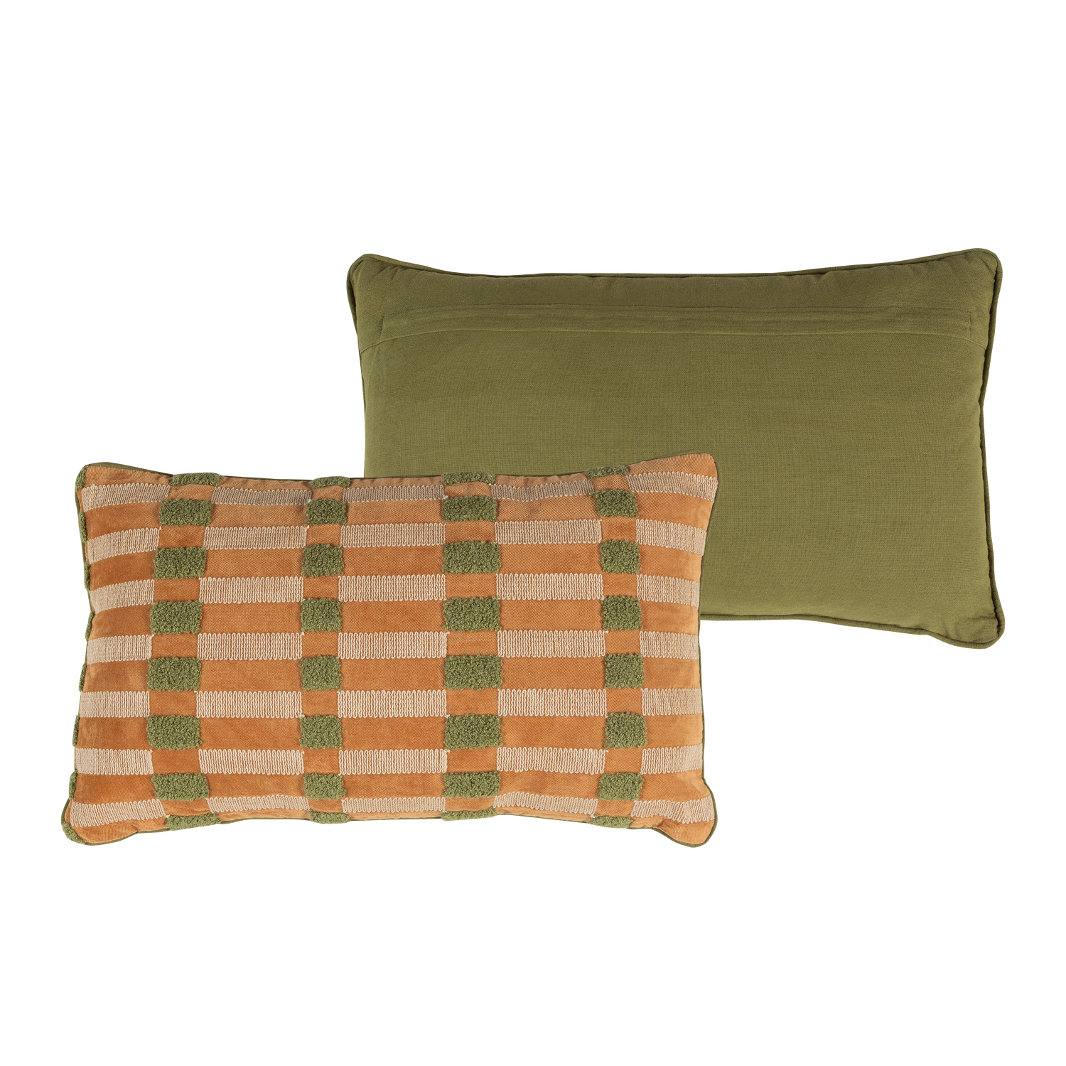 Woood Vola Kussenset groen/oranje 4stuks