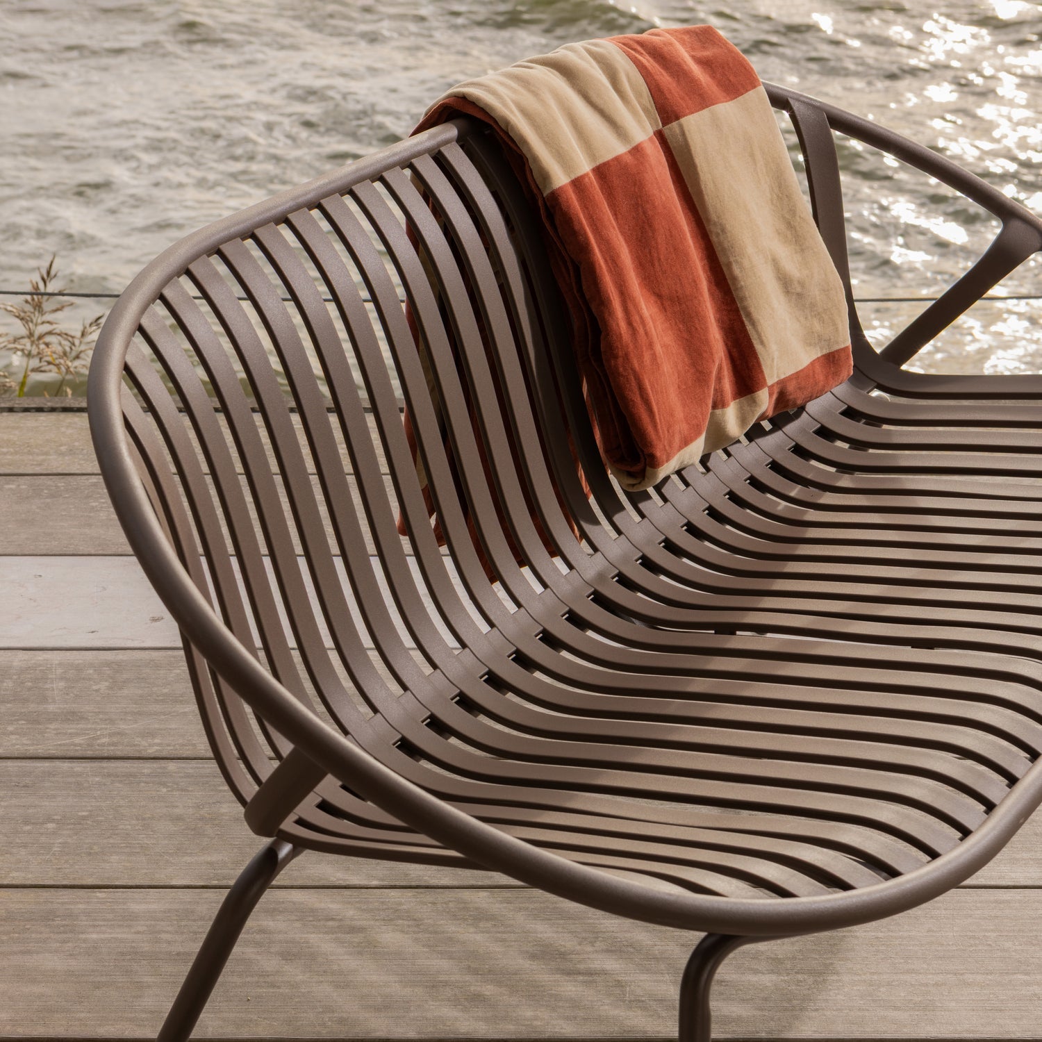 Woood Zena Plaid 130x170cm velvet roestbruin/beige
