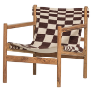 Woood Zano Fauteuil hout bruin met kelim zitting naturel