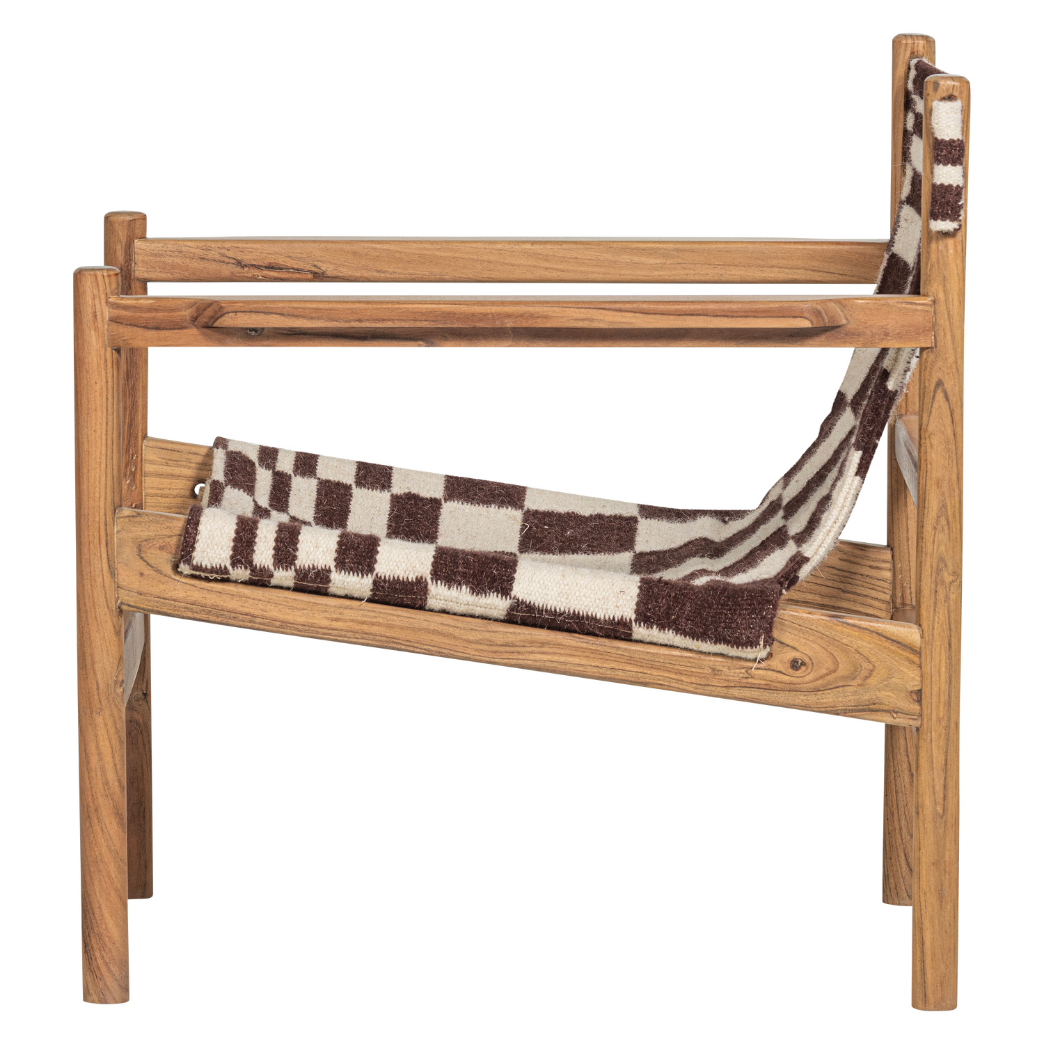 Woood Zano Fauteuil hout bruin met kelim zitting naturel