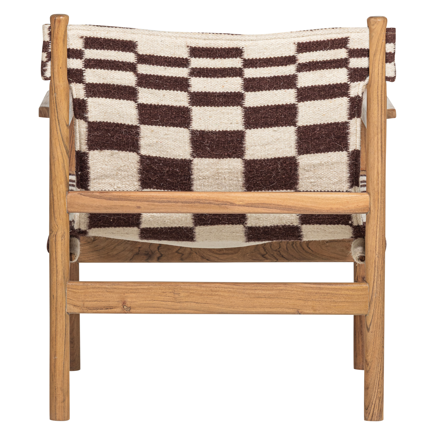 Woood Zano Fauteuil hout bruin met kelim zitting naturel