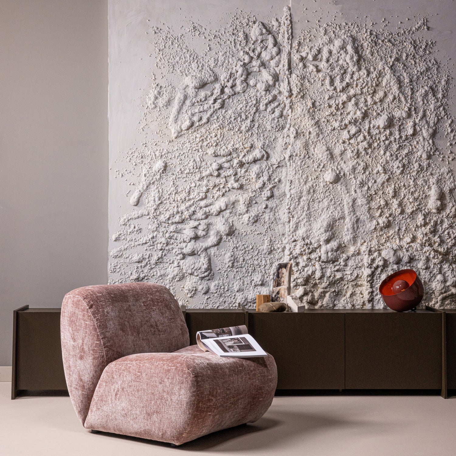 Woood Nomu Fauteuil Craquele velvet lichtroze