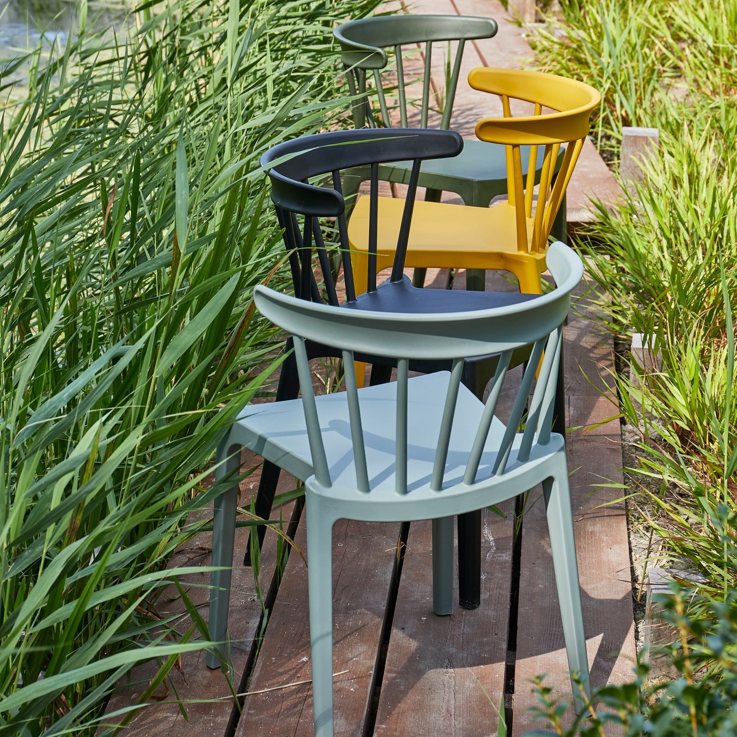 Woood Bliss Tuinstoel met spijlen jadegroen (set van 2)