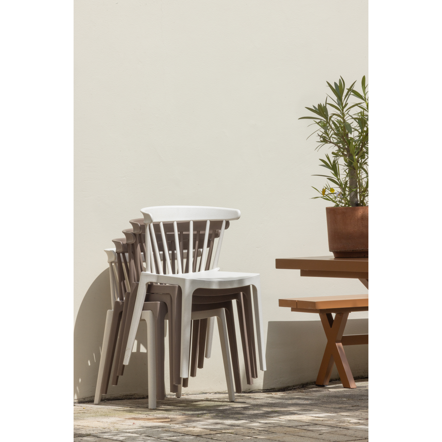 Woood Bliss Tuinstoel met spijlen offwhite (set van 2)