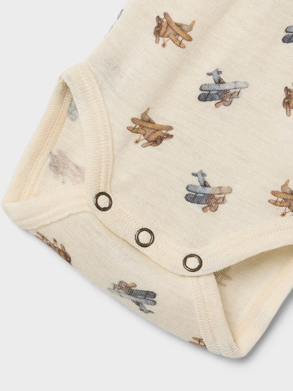 Lil Atelier | Woll-Strampler Nalu Flugzeuge