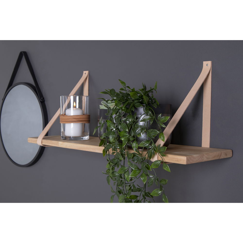 House Nordic | Houten wandschap met leren houders 120cm