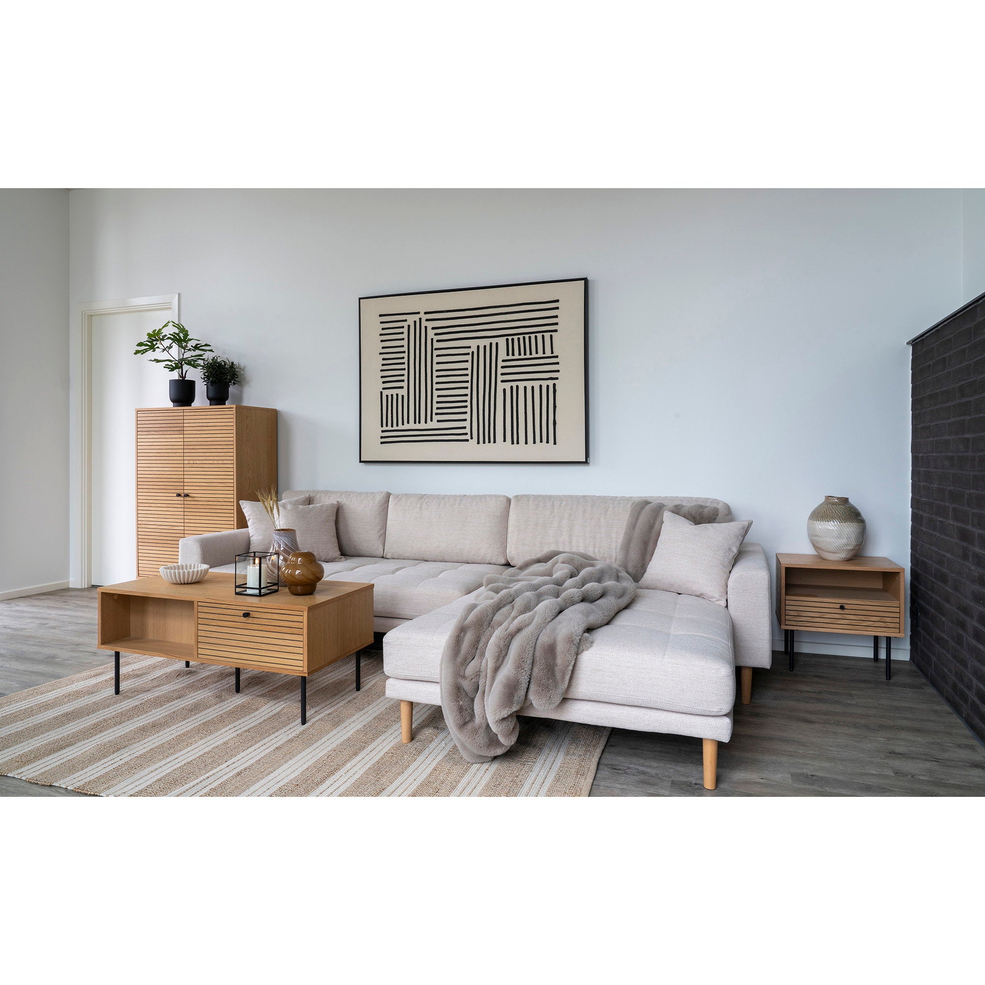 House Nordic Vaas keramiek wit groen 30,5cm