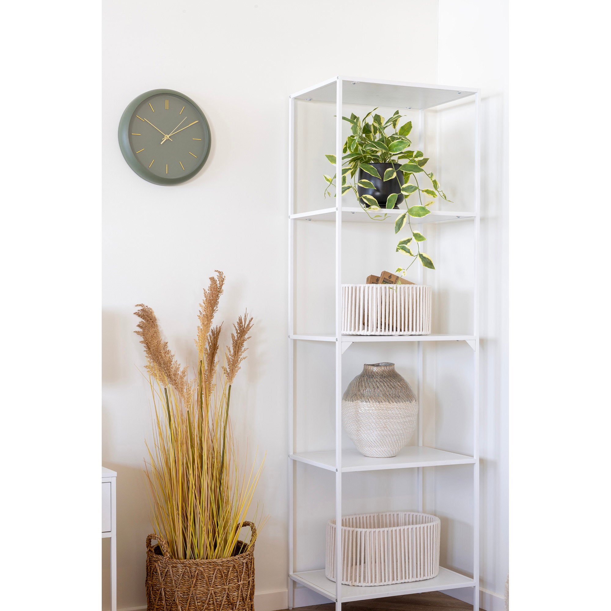 House Nordic Vaas keramiek wit groen 30,5cm