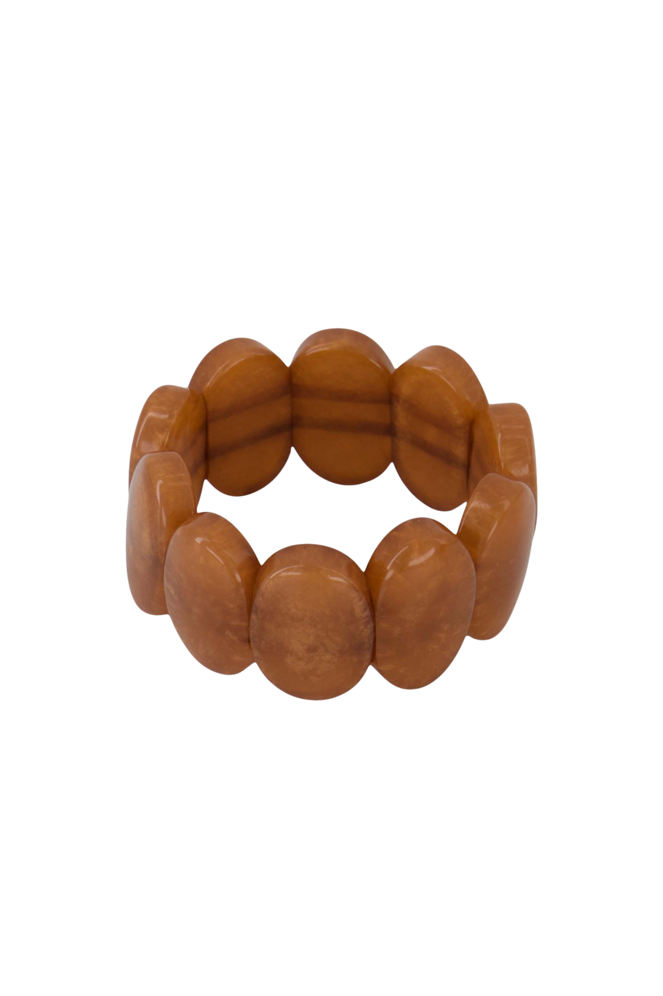 Zusss | Elastieken brede kralen armband warm camel