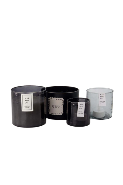 Zusss | Waxinelichthouder gehamerd antraciet