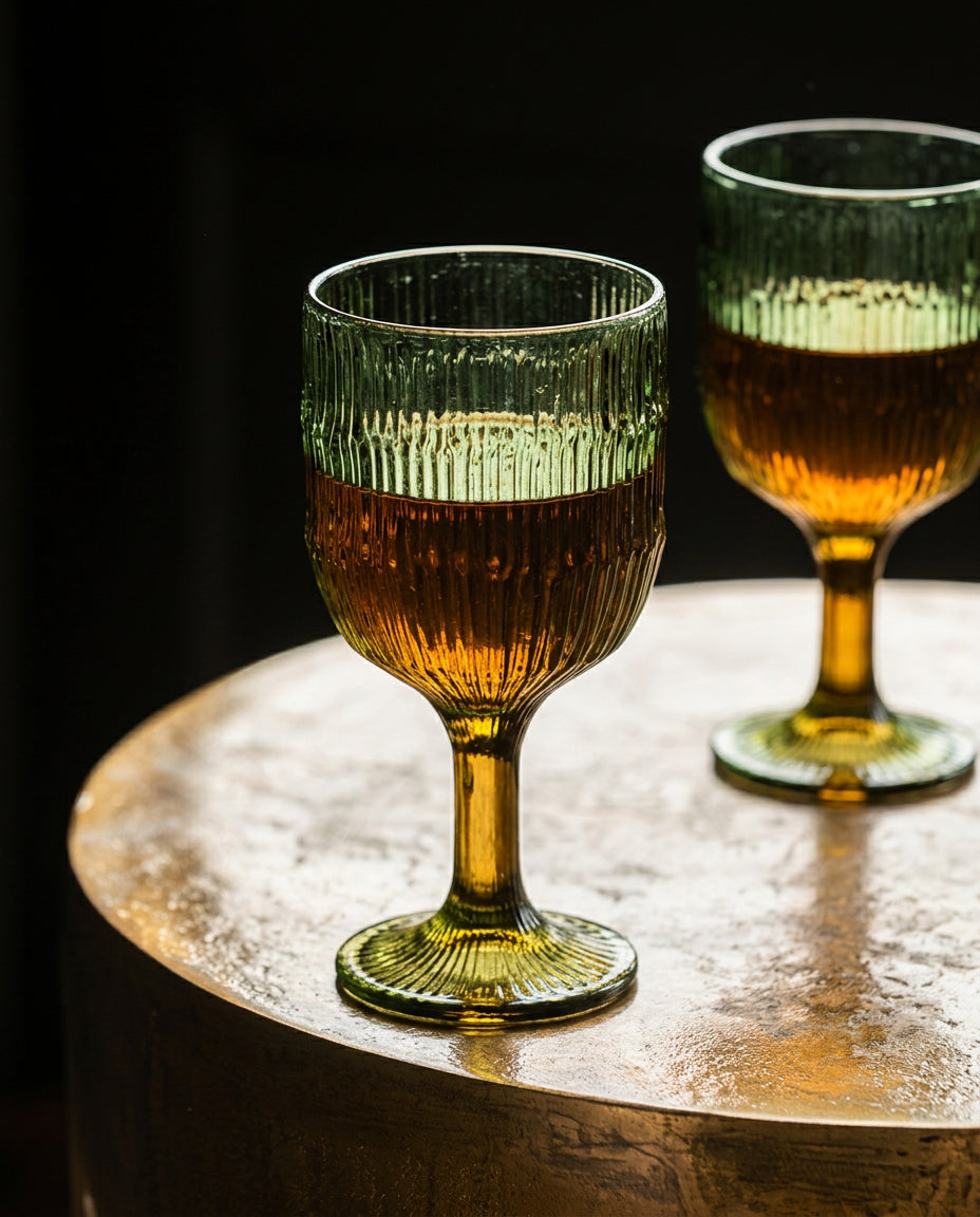 Bazar Bizar Wijnglas The Ripple Mosgroen glas