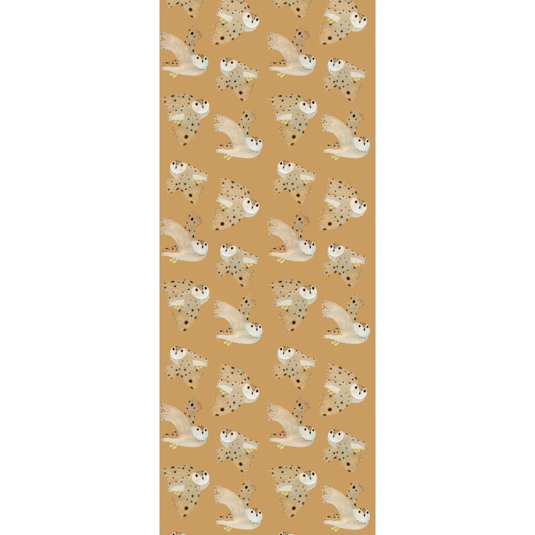 Meet me at the Wall Behang Owl dusty yellow | Aniek Bartels