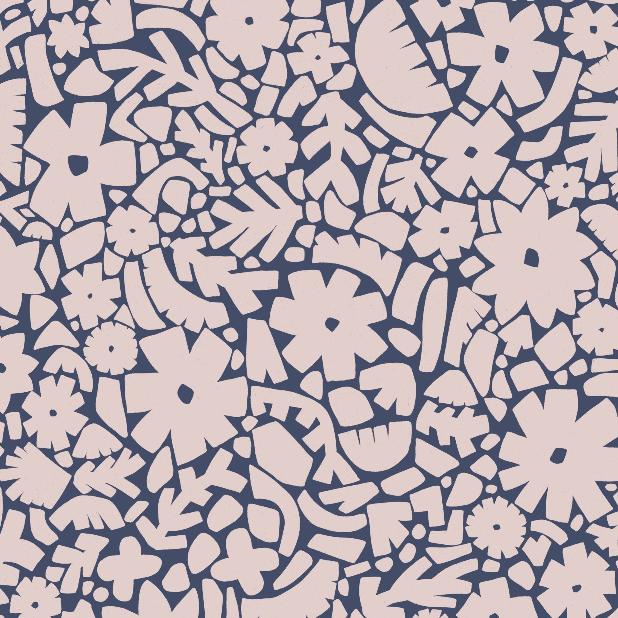 Behangstaal Meet Me at the Wall - Flowerfield Blue - Naturel Noord
