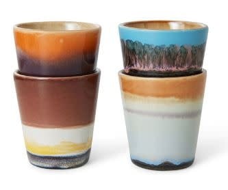 HK Living | 70's servies ristrettomokjes Solar set van 4